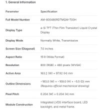 AM-800480RDTMQW-T00H AMPIRE 7
