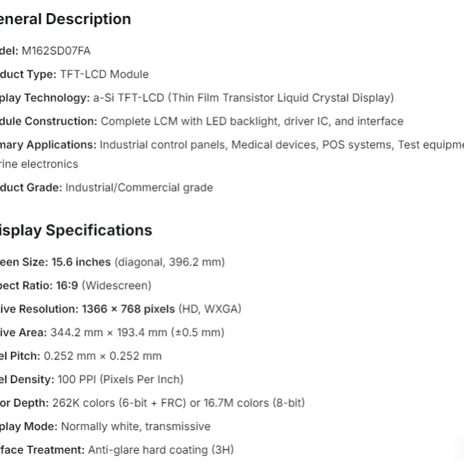 M162SD07FA nagelneuer ursprünglicher 16*2 LCD-Bildschirm