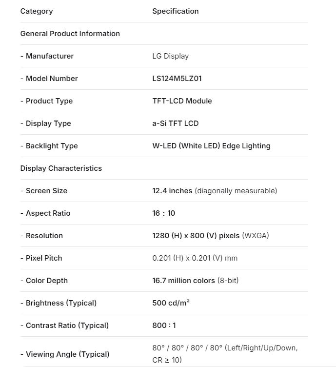 LS124M5LZ01 Sharp 12.4