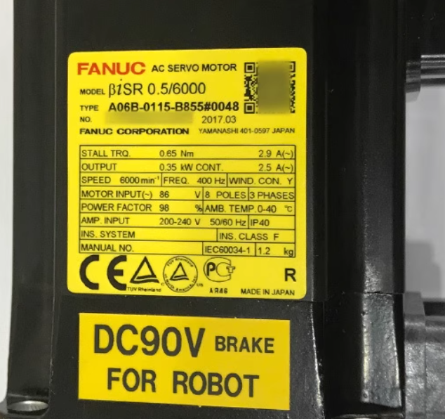 for FANUC servo motor A06B-0115-B855#0048