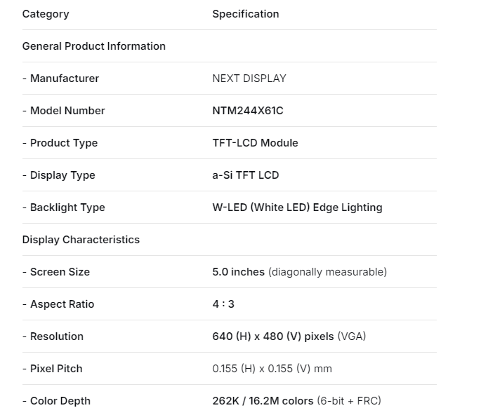 NEW LCD PANEL SCREEN 5.4INCH NTM244X61C