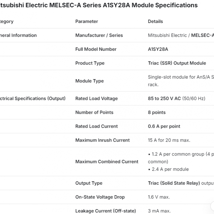 Mitsubishi PLC A Series A1SY28A output Module