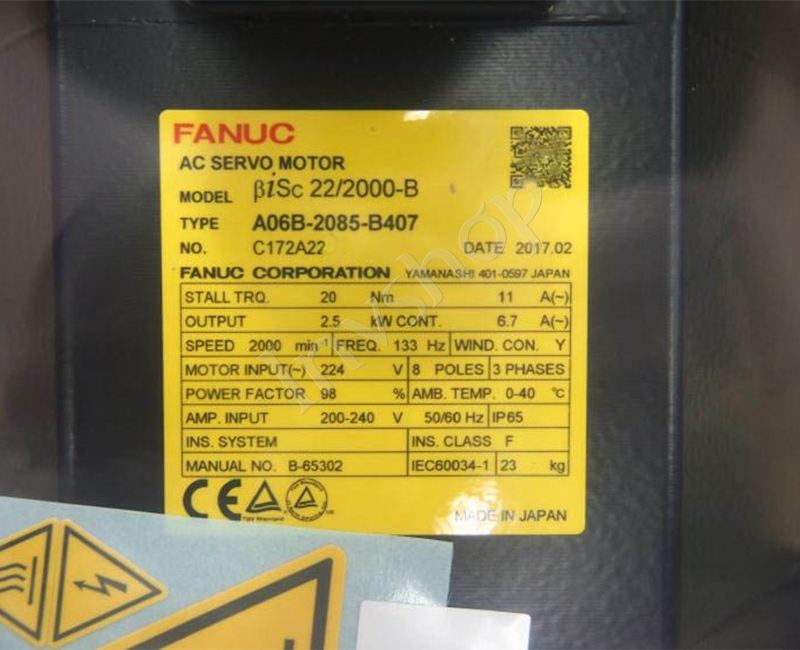 A06B-2085-B407 Fanuc AC Servo motor