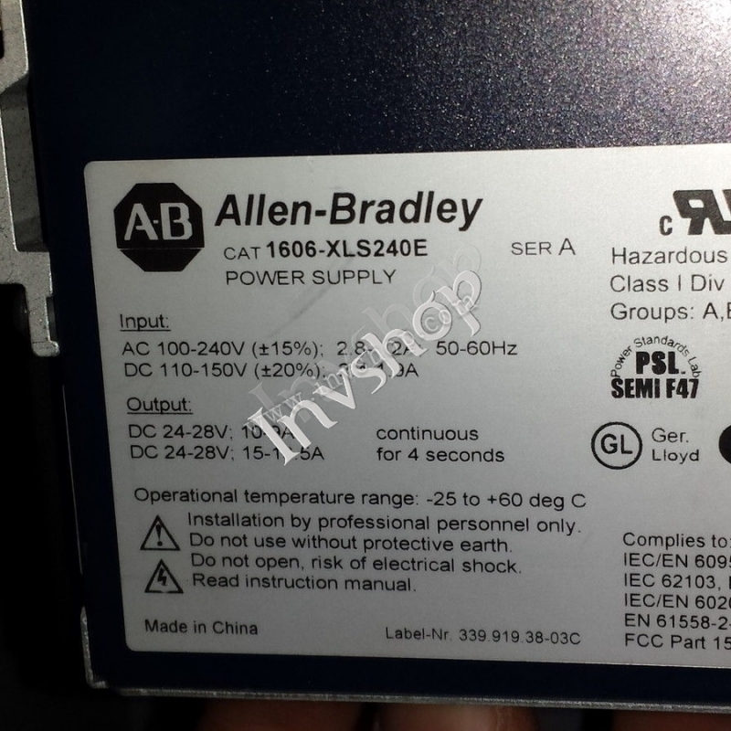 Allen Bradley 1606-XLS240E 03 unit power supply