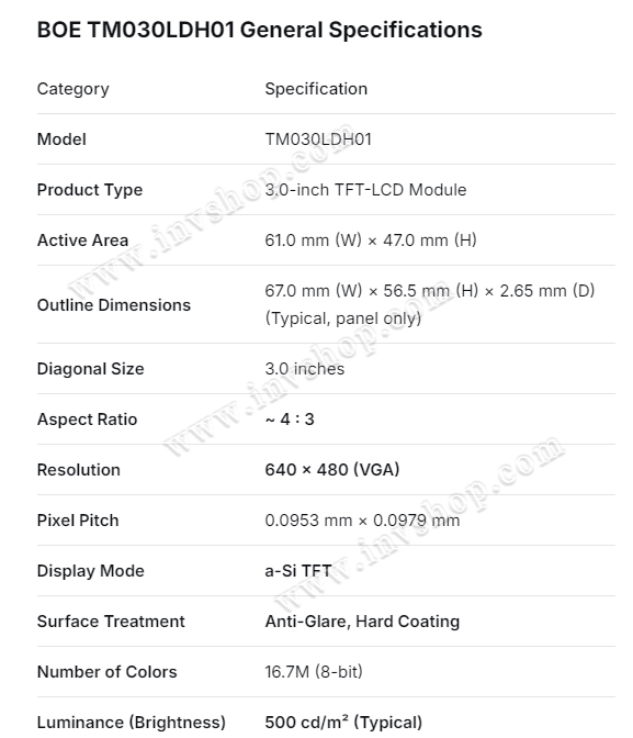 TM030LDH01 TIANMA 3.0 inch 240*400 LCD PANEL