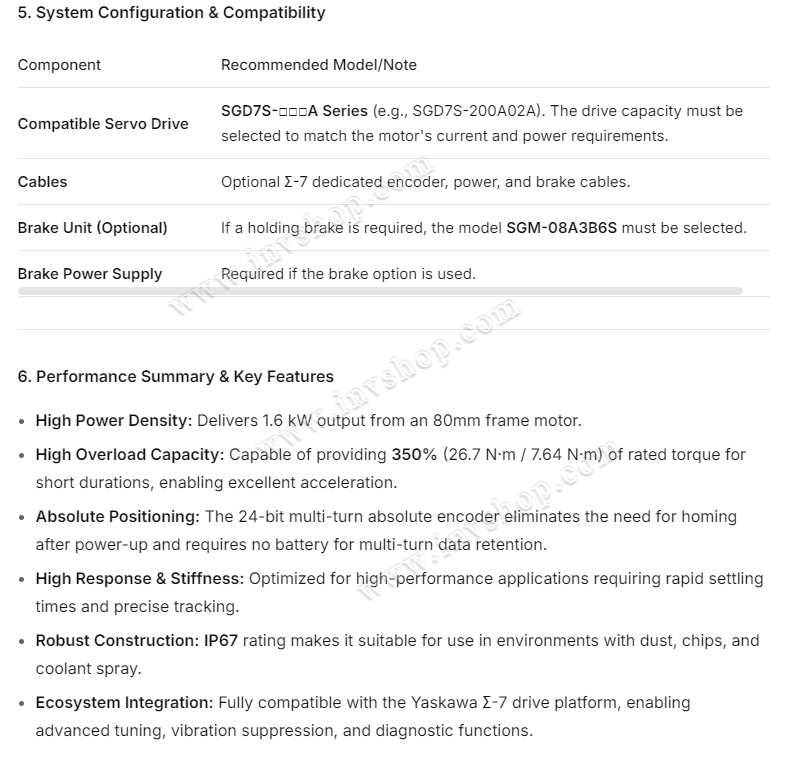 SGM-08A316S Yaskawa servo motor