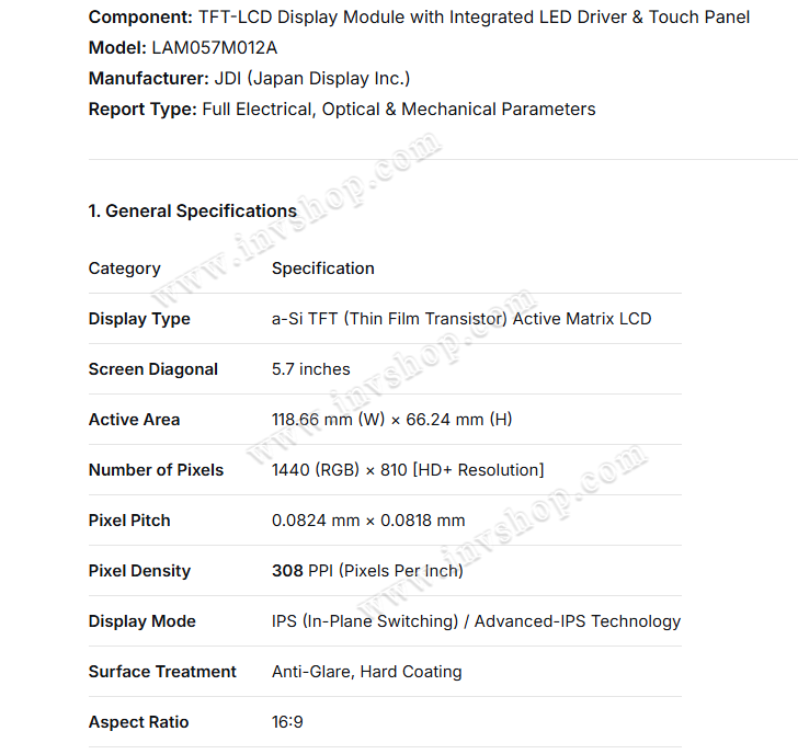 LAM057M012A LCD PANEL FOR DFP057V3-ZFLWA