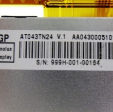 RGB Vertical Stripe Innolux 4.3 Inch LCD Panel Resolution 480 × 272 AT043TN24 V.1