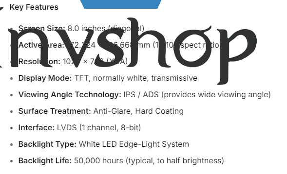 TV080X0M-NS0 BOE 8inch lcd display New and Orignal