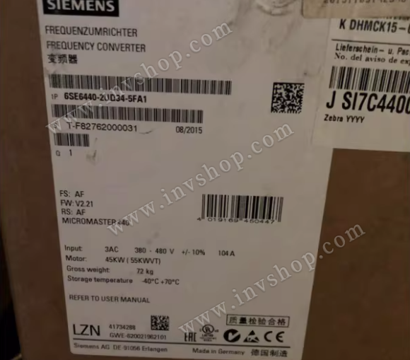 Siemens driver 6SE6440-2UD34-5FA1 Frequency changer